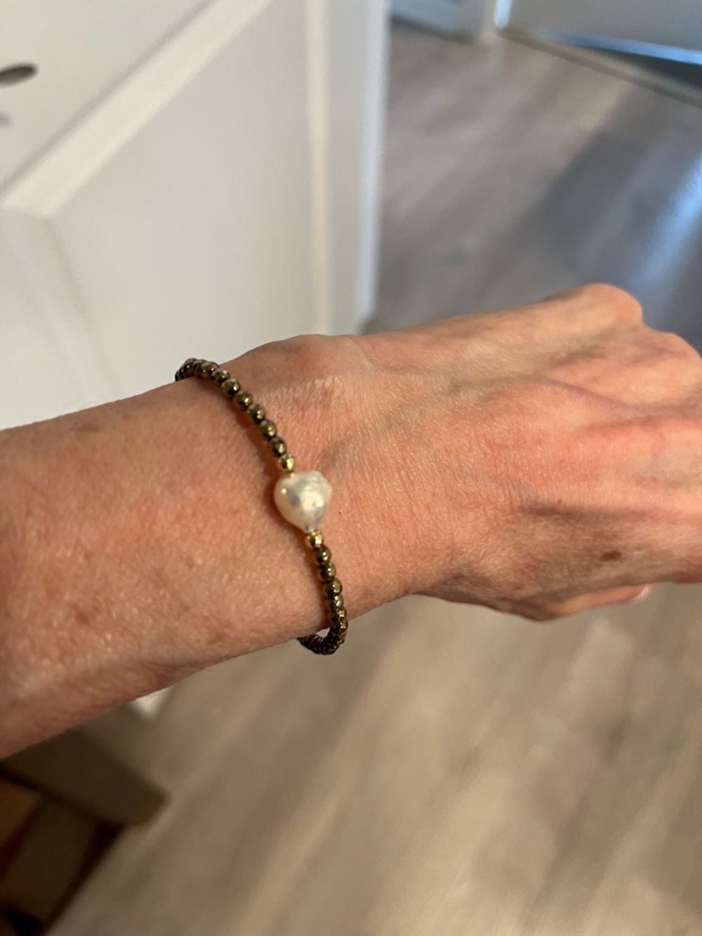 Gold filled Beaded Bracelet with Pearl Accent